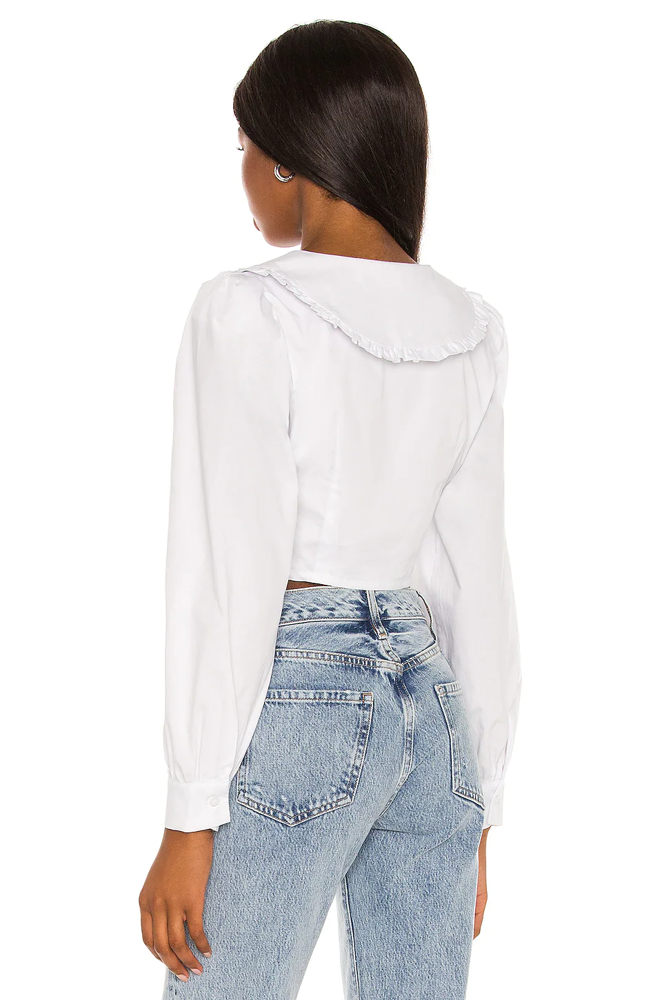 The Celi Crop Blouse in White L'Academie The Celi Crop Blouse In White -L'Academie Sales 2024 LCDE WS743 V3