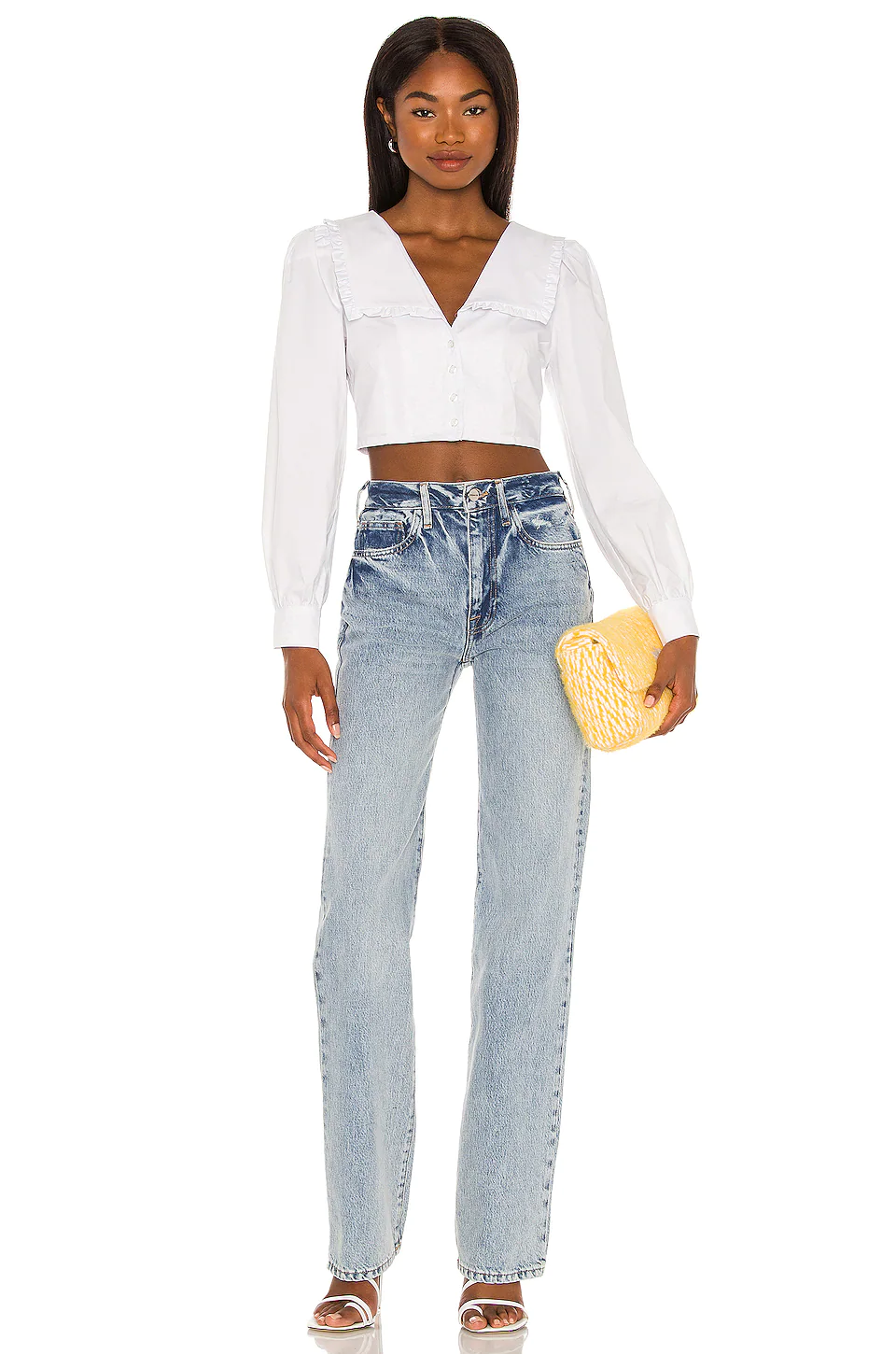 The Celi Crop Blouse in White L'Academie The Celi Crop Blouse In White -L'Academie Sales 2024 LCDE WS743 V4