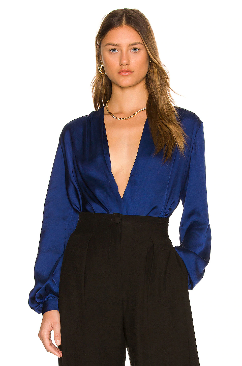 L'Academie The Long Sleeve Bodysuit In Navy