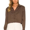 L'Academie The Tory Blouse In Chocolate Brown