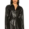 L'Academie Colleen Faux Leather Shirt In Black