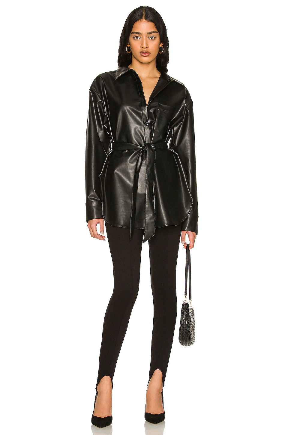 L'Academie Colleen Faux Leather Shirt In Black 4 L'Academie Colleen Faux Leather Shirt In Black - Image 4