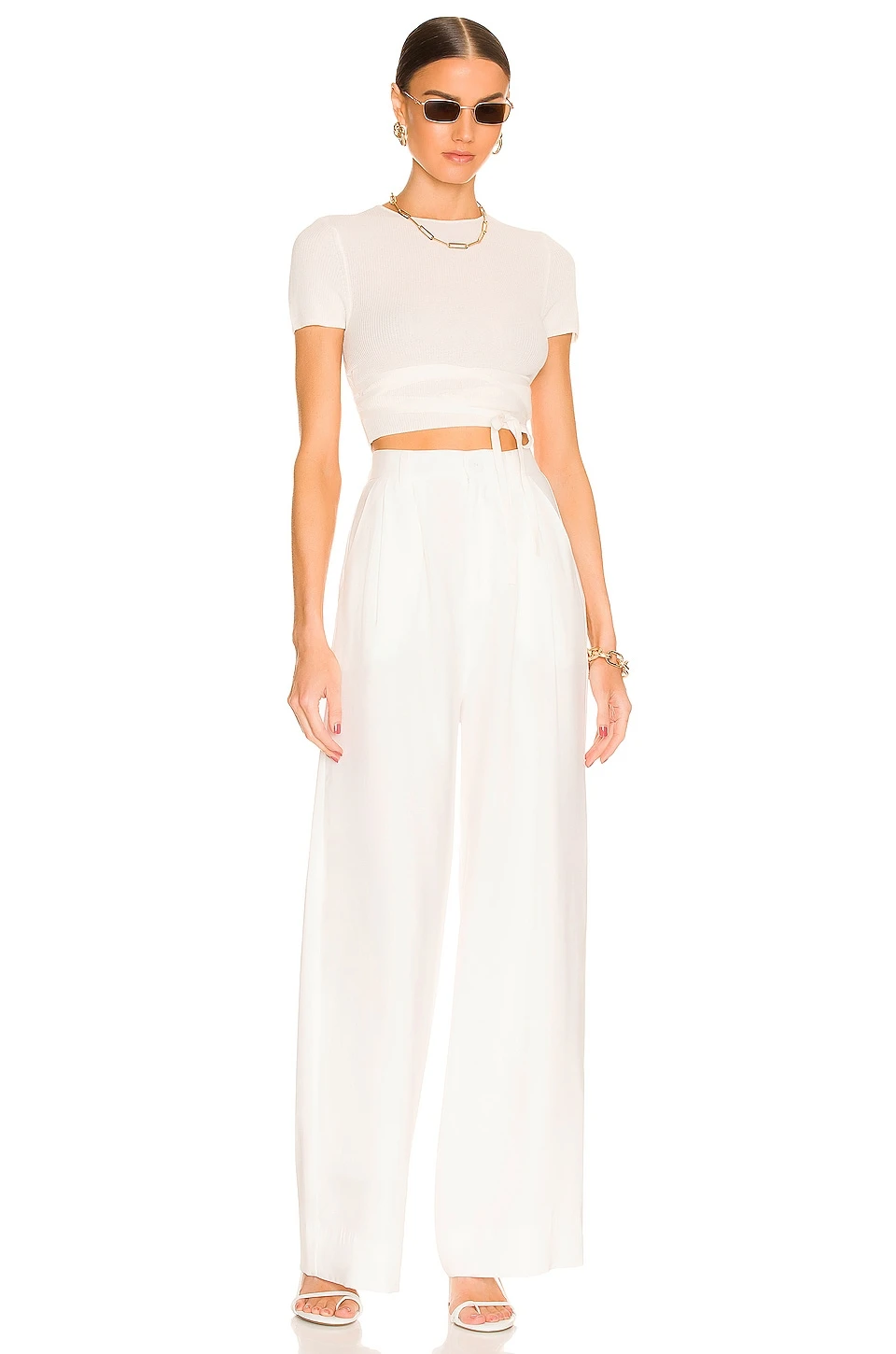 L'Academie Conary Short Sleeve Tie Top In Ivory 4 L'Academie Conary Short Sleeve Tie Top In Ivory - Image 4