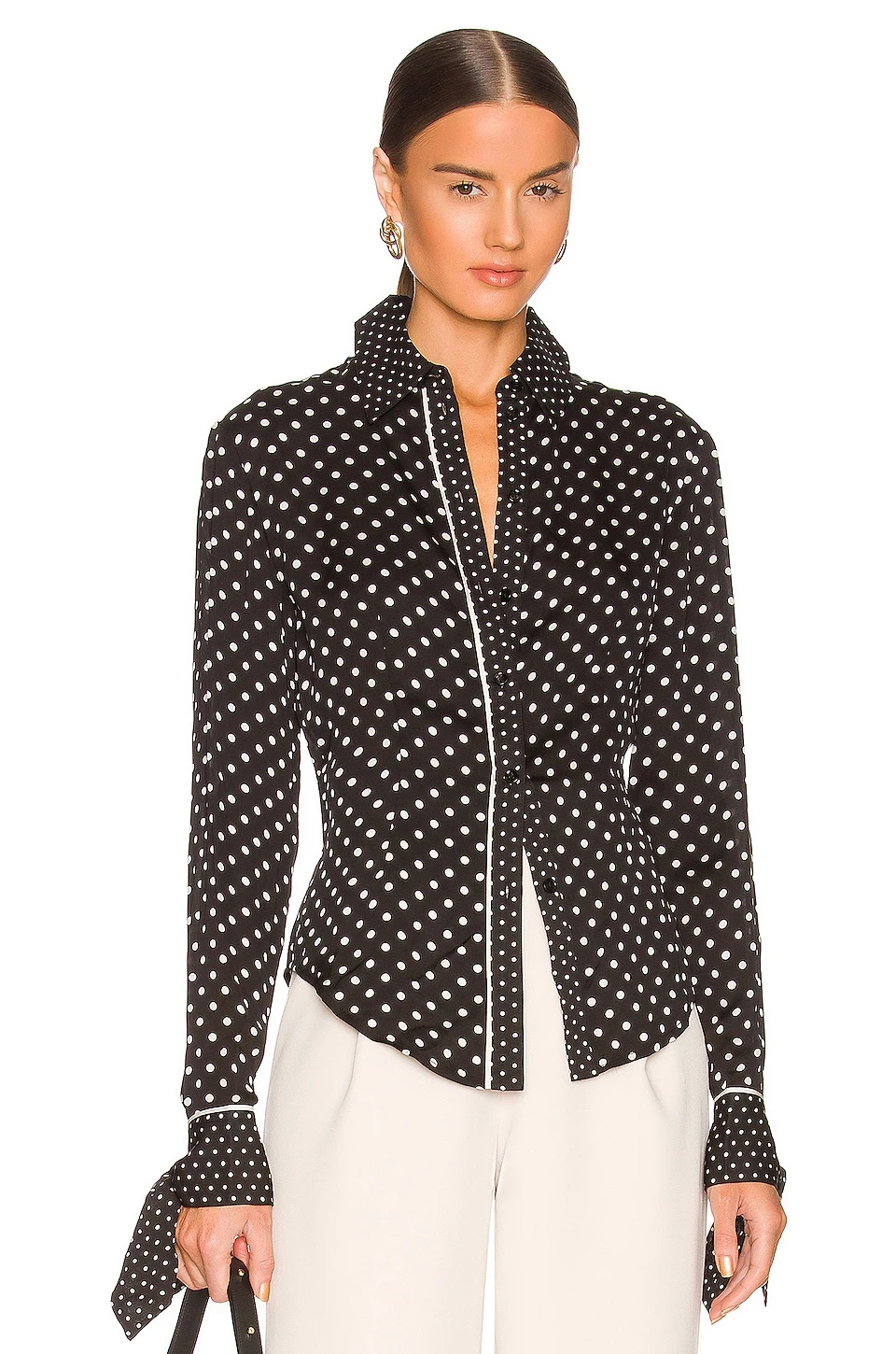 Amora Blouse in Black Multi Dot L'Academie Amora Blouse In Black Multi Dot -L'Academie Sales 2024 LCDE WS822 V1