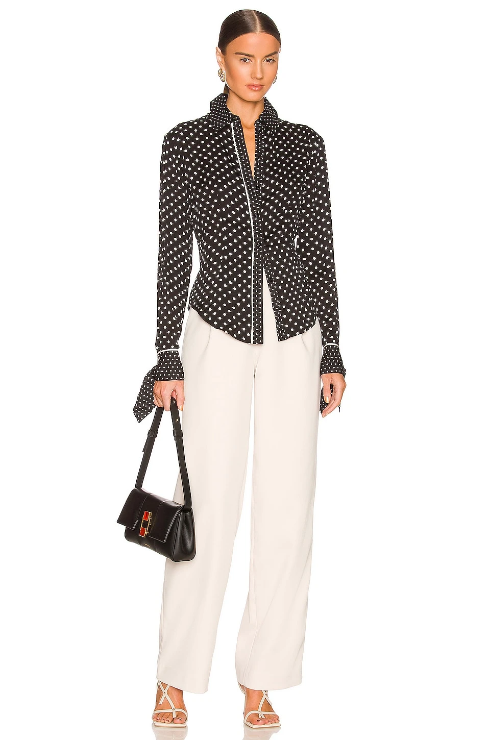 Amora Blouse in Black Multi Dot L'Academie Amora Blouse In Black Multi Dot -L'Academie Sales 2024 LCDE WS822 V4