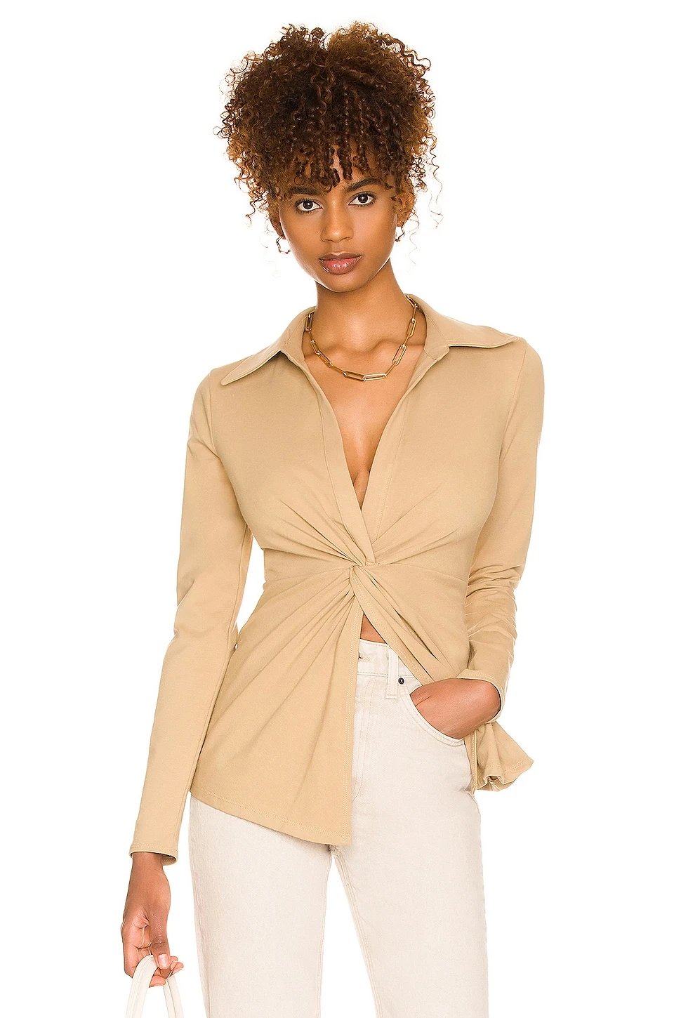 L'Academie The Amarine Top In Beige 1 L'Academie The Amarine Top In Beige