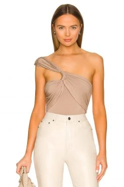 L'Academie Delphine Bodysuit In Taupe