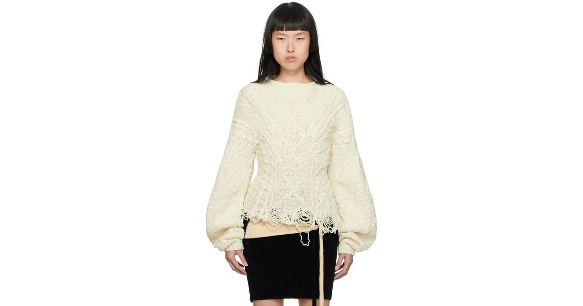 L'Academie Sales 2024 -L'Academie Sales 2024 ottolinger designer White Off Deconstructed Sweater